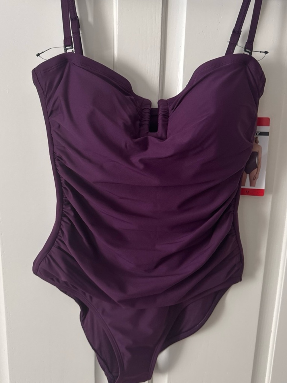 DKNY Plum Halter-Convertible V-Neck One-Piece Swimsuit